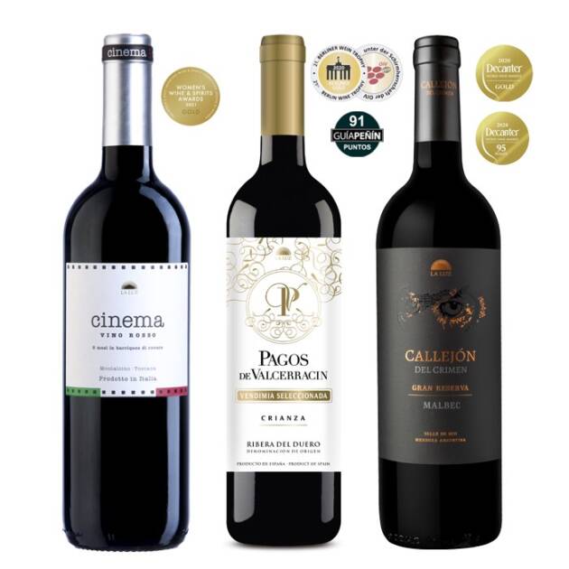 PACK LA LUZ: CINEMA ROSSO TOSCANO 2019 + PAGOS DE VALCERRACÍN CRIANZA 2018 + CALLEJÓN DEL CRIMEN GRAN RESERVA MALBEC 2017